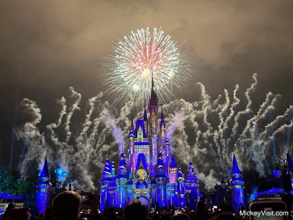 disney world cinderella castle with fireworks