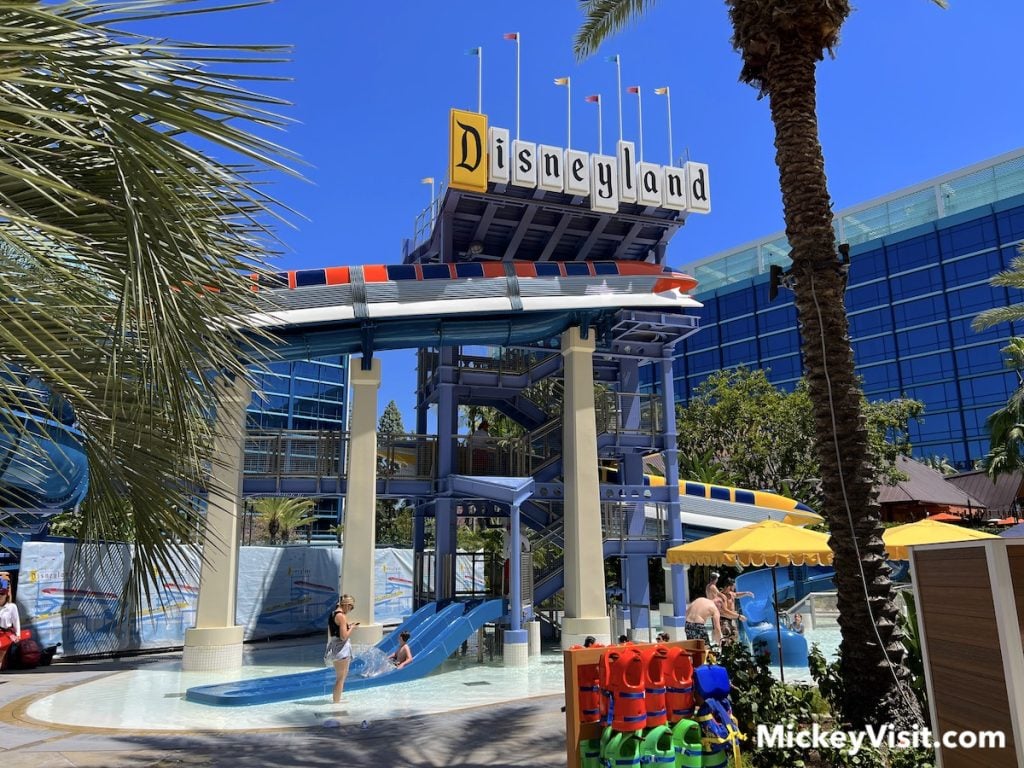 disneyland hotel monorails with sign