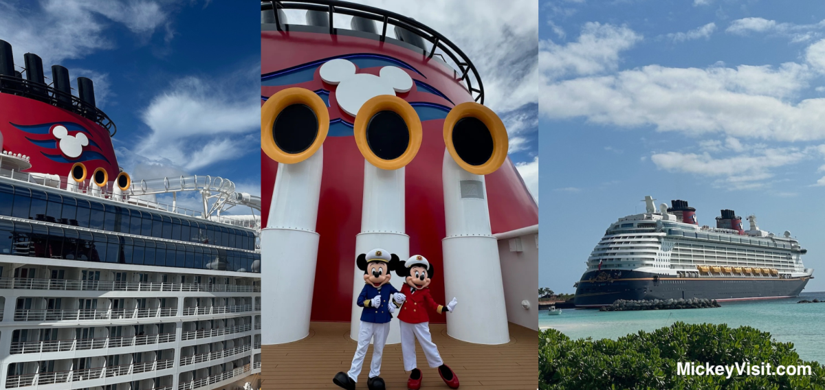 disney cruise line ships with mickey mouse and minnie mouse