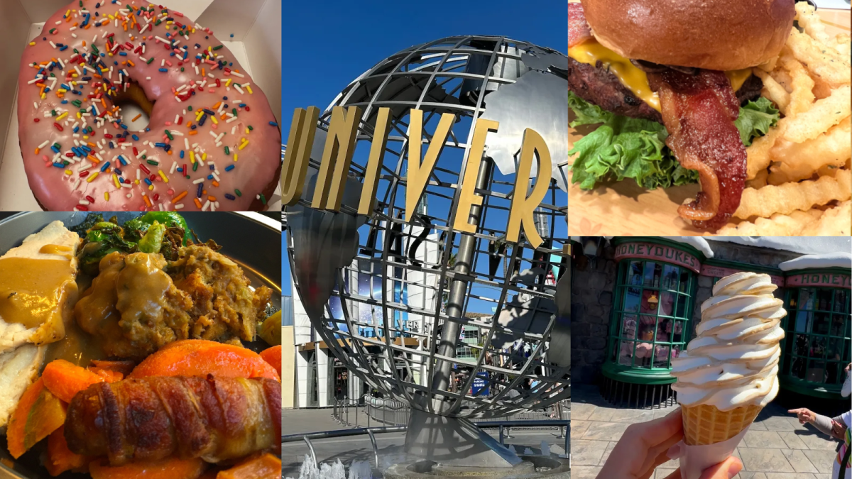 donut, hamburger, harry potter food, ice cream food pictured at universal studios hollywood